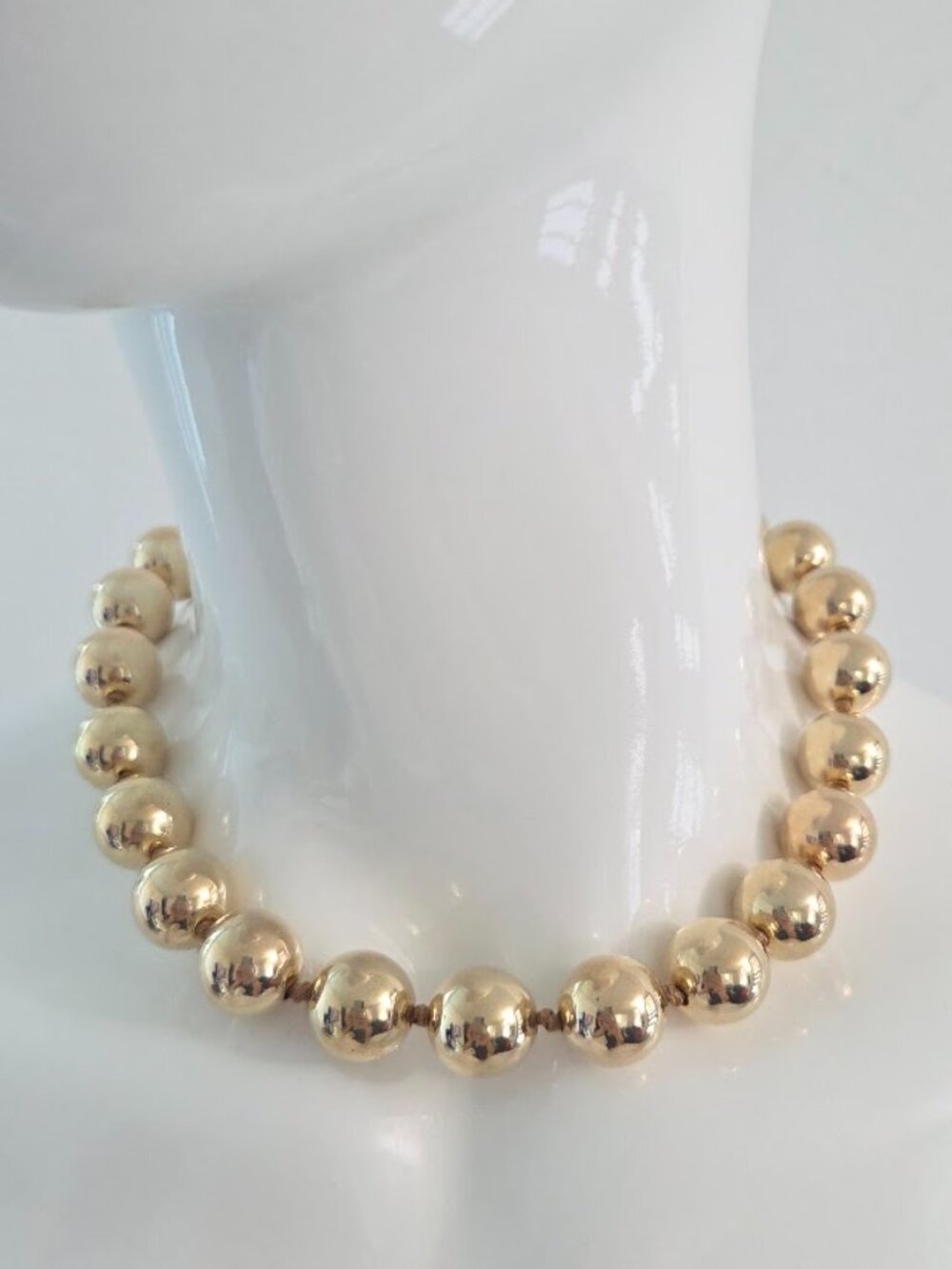 Chunky Gold Bead Statement Necklace Bold Sphere Collar Chic Jewelry
